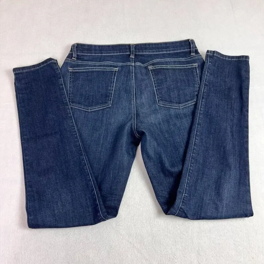 Eileen Fisher Jeans Womens 8 Blue Organic Cotton Stretch Skinny Trendy Minimal